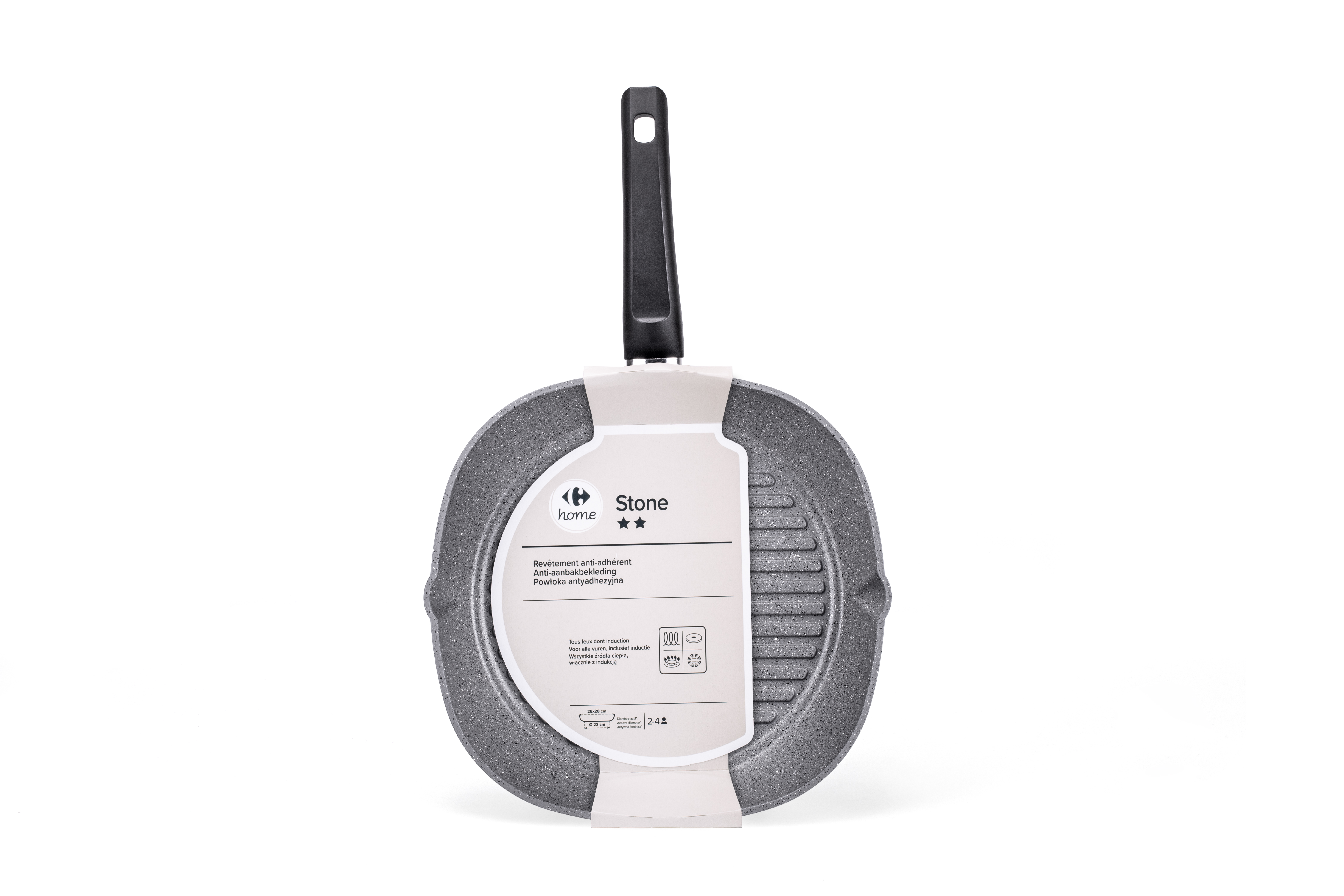 Carrefour Home Bistecchiera quadrata 28x28 cm per induzione con rivestimento effetto pietra