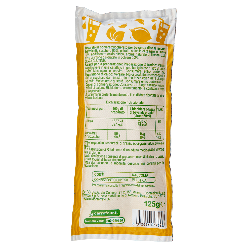 Carrefour Classic Preparato Solubile Tè al Limone 125 g