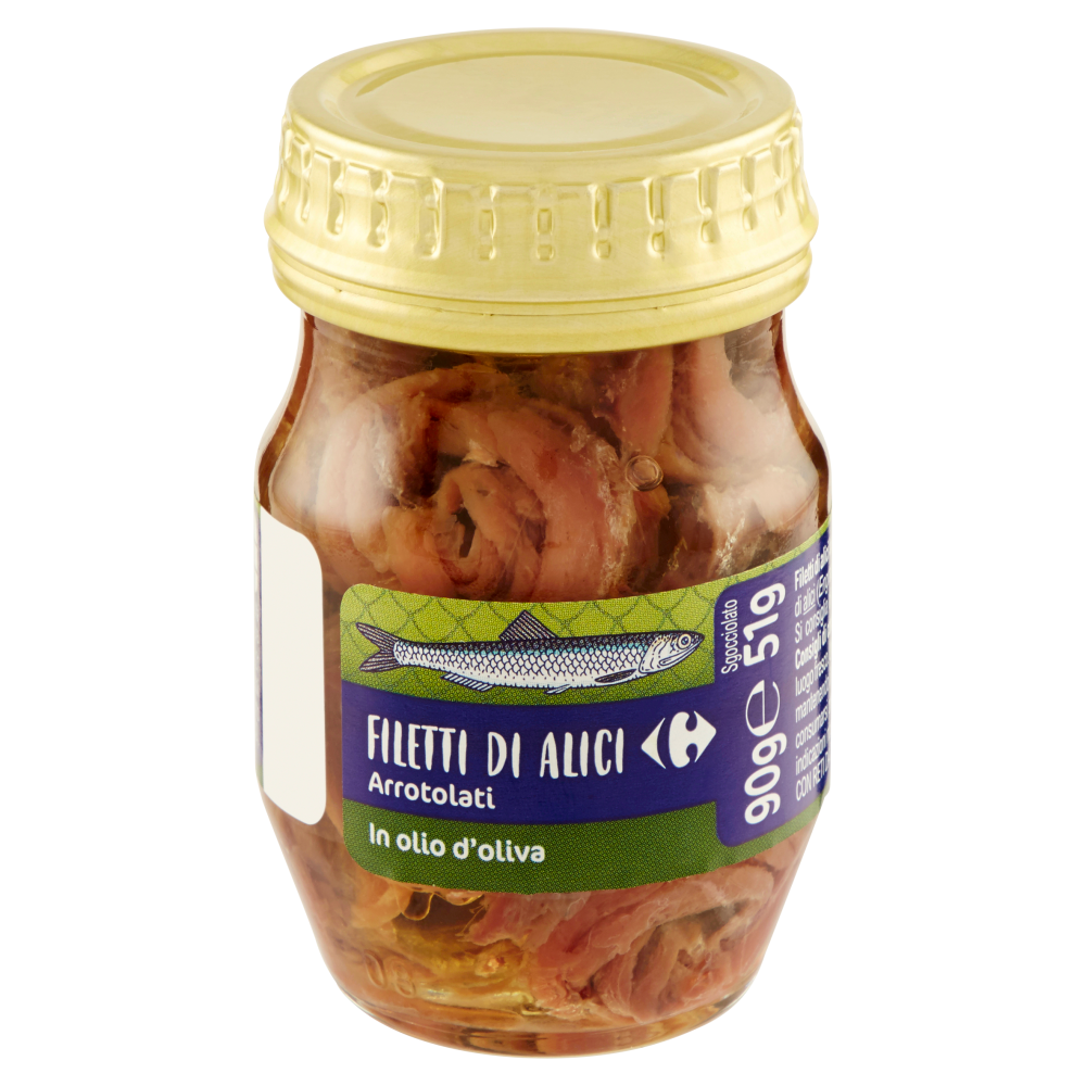 Carrefour Filetti di Alici Arrotolati in olio d'oliva 90 g