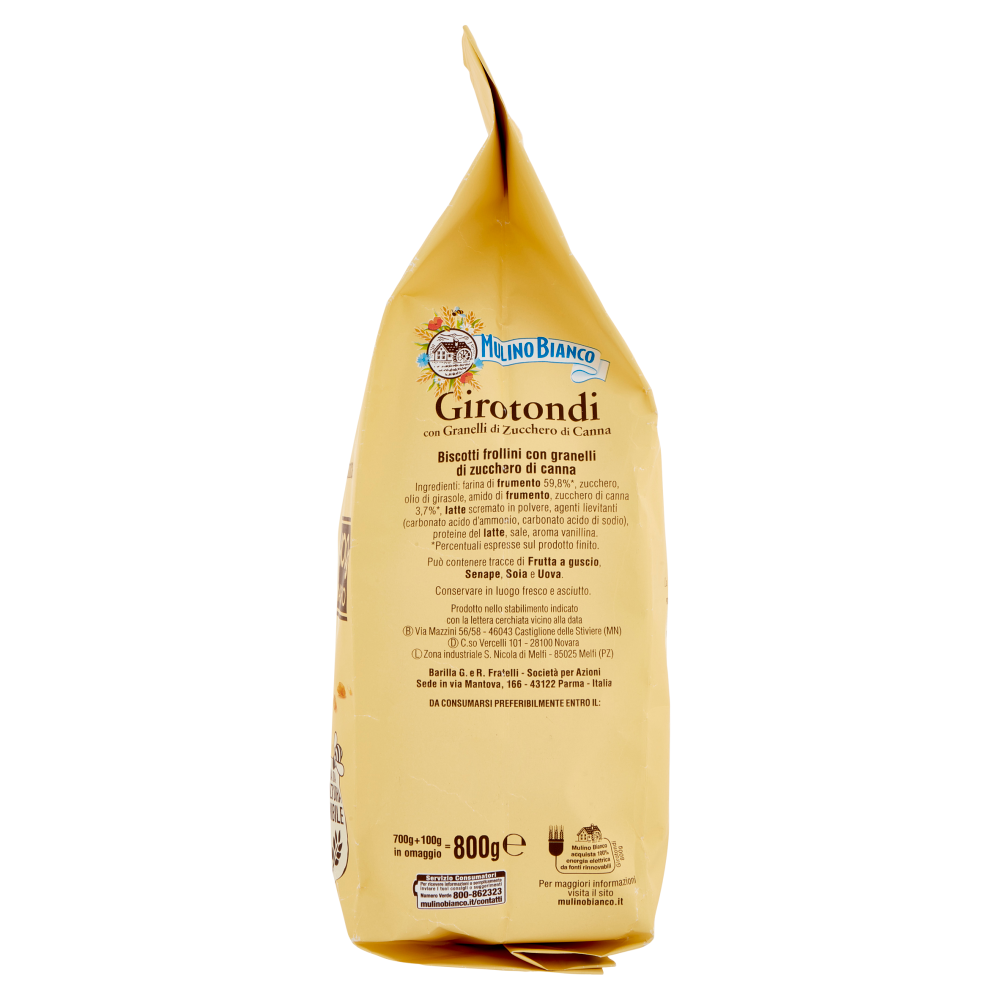 Mulino Bianco Girotondi Biscotti con Granelli di Zucchero di Canna 800g