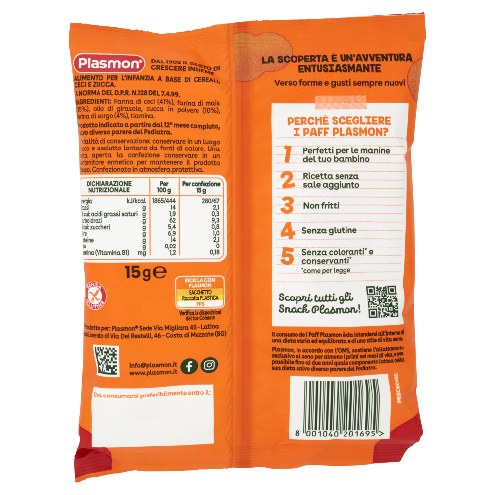 Plasmon i Paff Ceci e Zucca 15 g