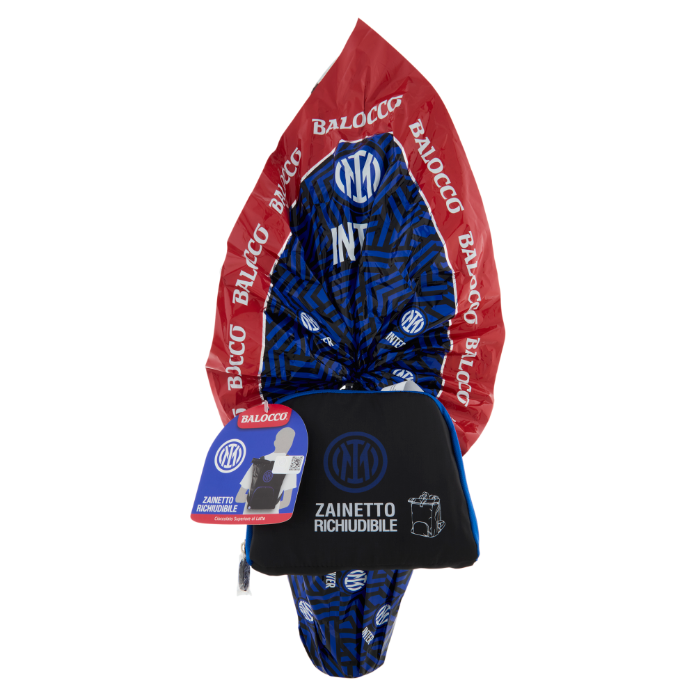 Balocco Uovo di Cioccolato Superiore al Latte Inter + gadget esterno (zainetto richiudibile) 320g