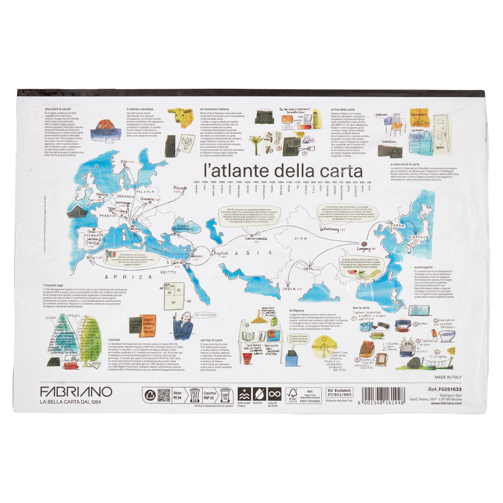 Fabriano Colore 220 g/m&sup2; 33x48 cm Monoruvido 5 Colori 25 Fogli