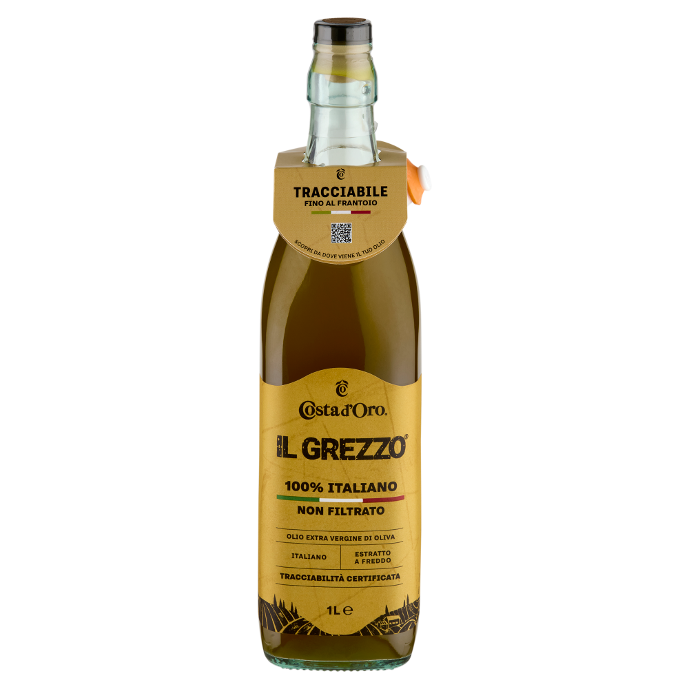 Costa d'Oro il Grezzo 100% Italiano Non Filtrato Olio Extra Vergine di Oliva 1 L