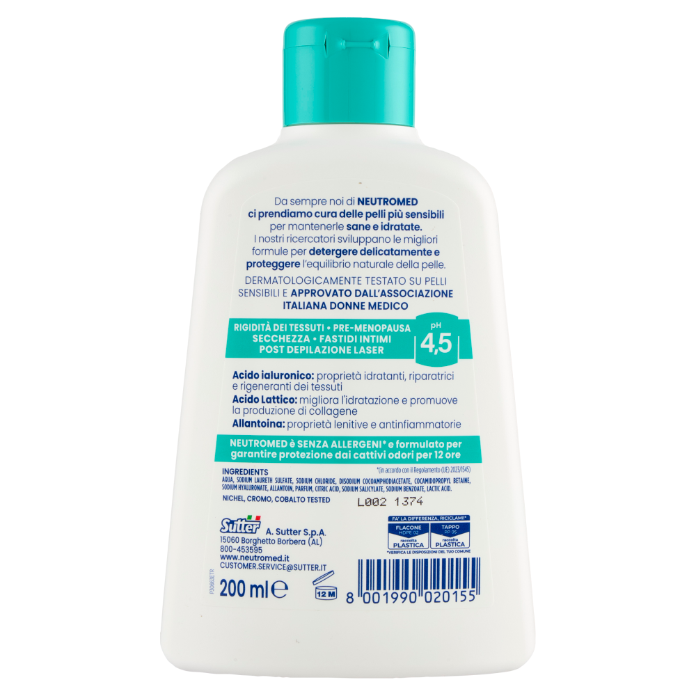 Neutromed Hydraboost ialuronico pH 4,5 Detergente Intimo 200 ml