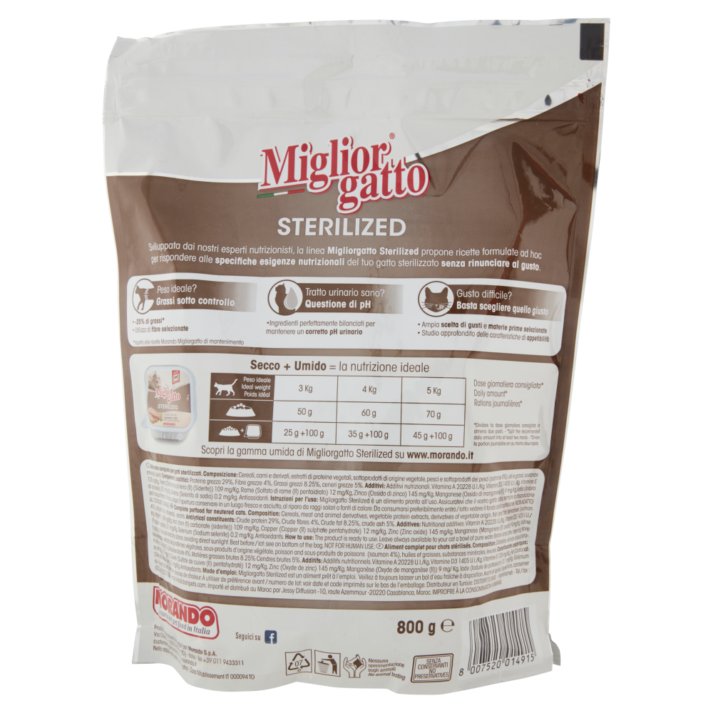 Migliorgatto Sterilized Croccanti Prelibatezze con Delizioso Salmone 800 g