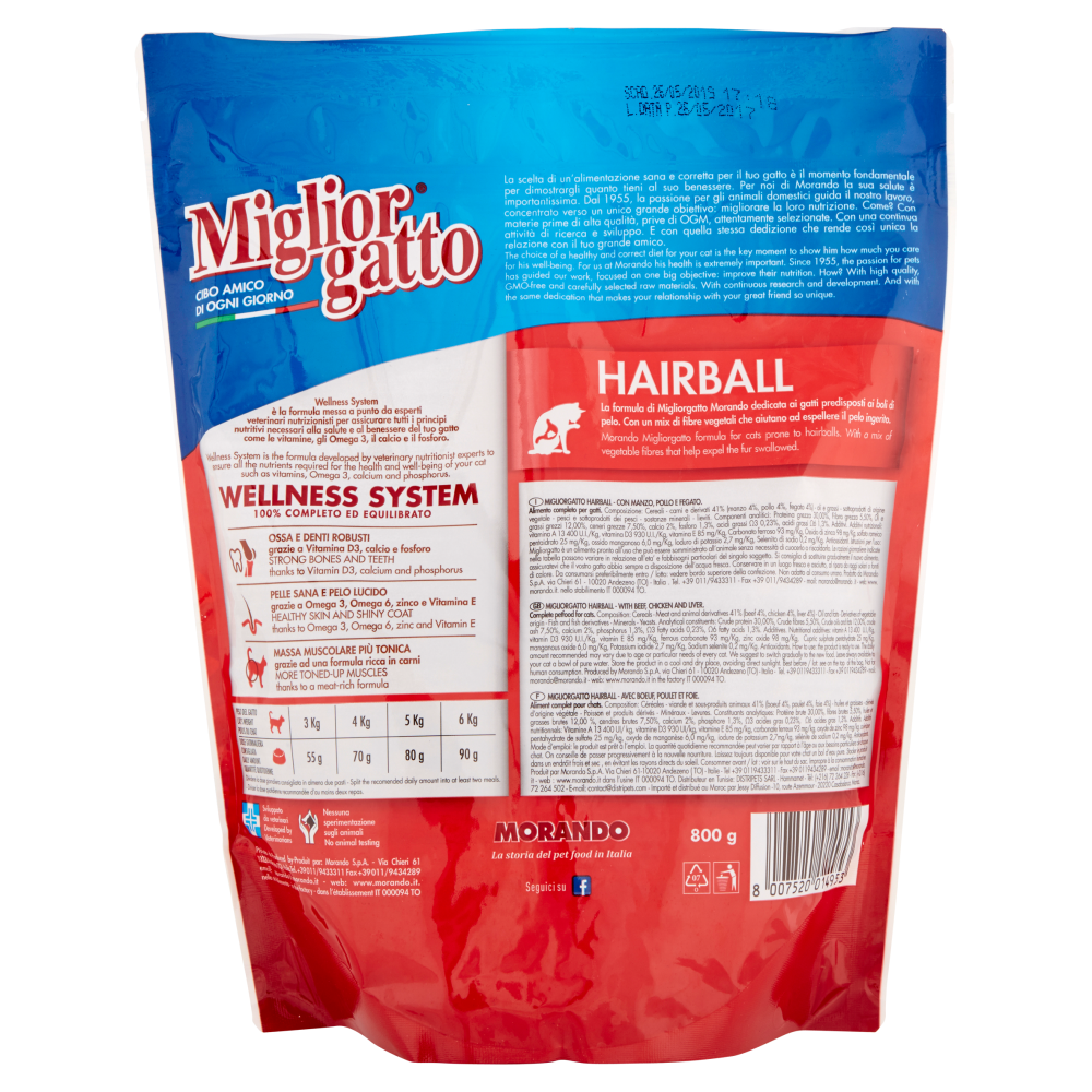 Migliorgatto Hairball Croccantini con Manzo, Pollo e Fegato 800 g