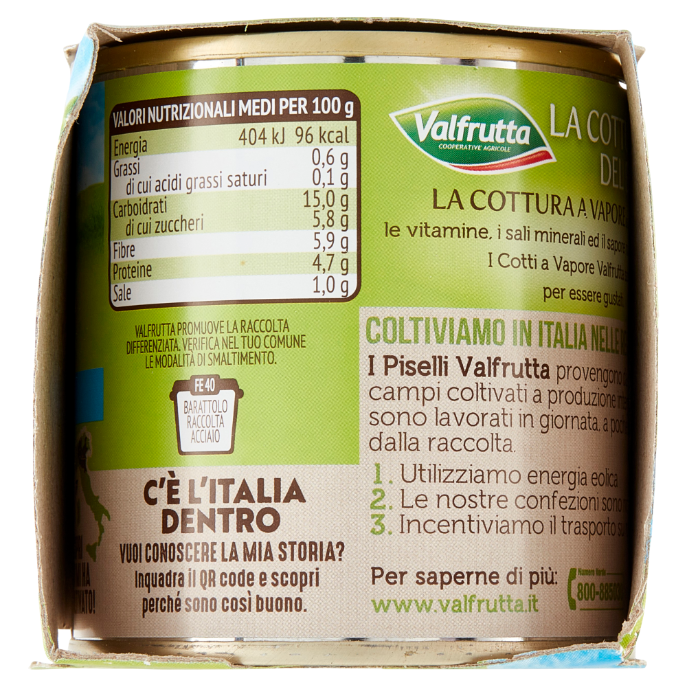 Valfrutta Cotti a Vapore Piselli Piccoli Italiani 3 x 150 g