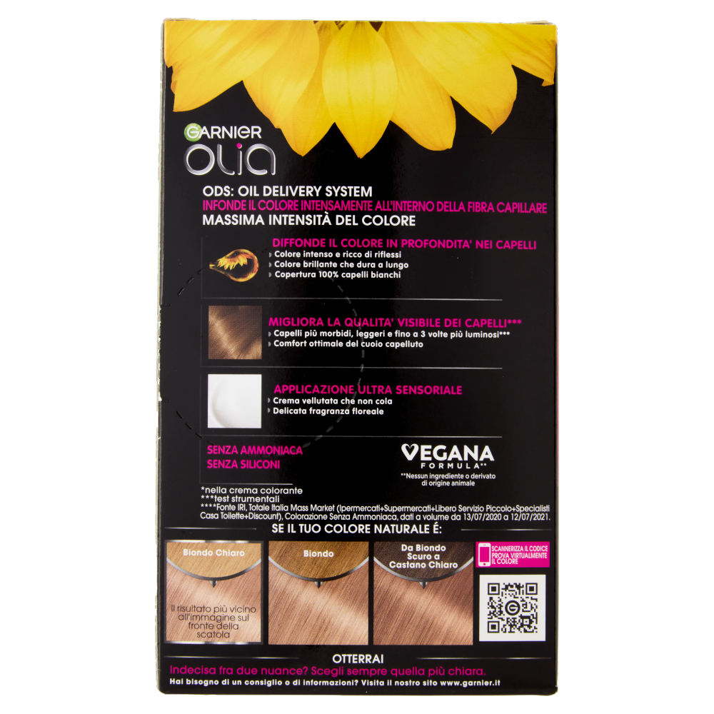 Garnier Olia Glow Colorazione Permanente Senza Ammoniaca, 8.12 Biondo Iridescente