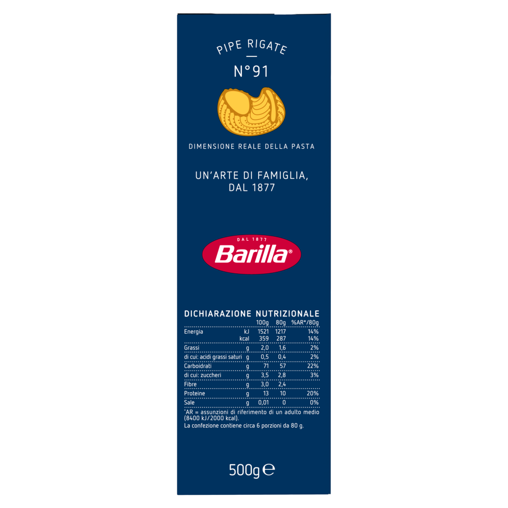 Barilla Pasta Pipe Rigate n.91 500g