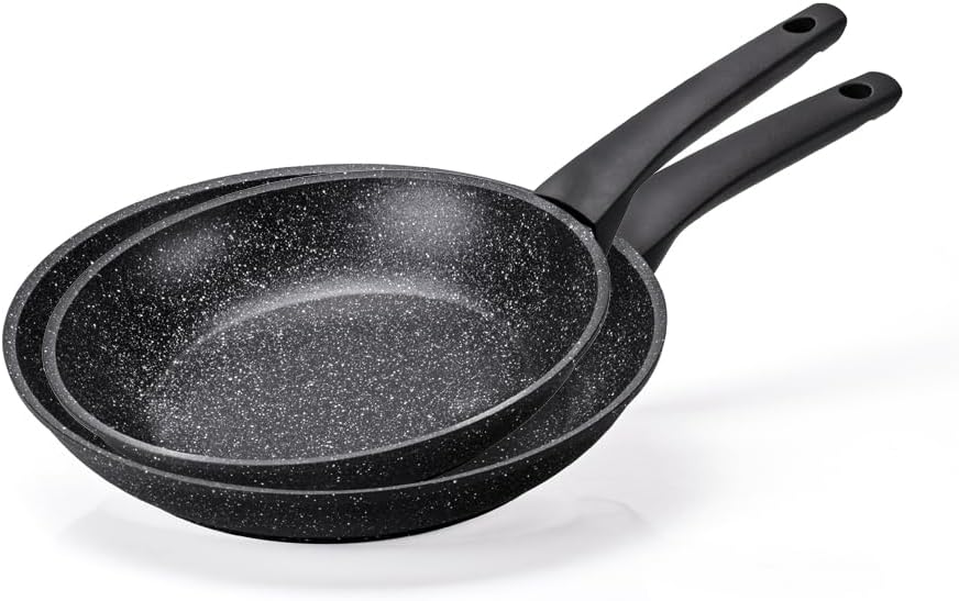Moneta Magnolia Stone Black Set 2 padelle antiaderenti 24,28 cm. Anche per Induzione.