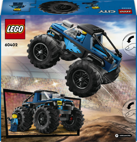 LEGO City 60402 Monster Truck Blu, Veicolo Giocattolo Fuoristrada, Giochi per Bambini di 5+ Anni con Minifigure del Pilota
