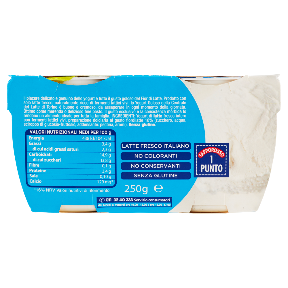 Centrale del Latte di Torino Tapporosso Goloso Yogurt Fior di Latte 2 x 125 g