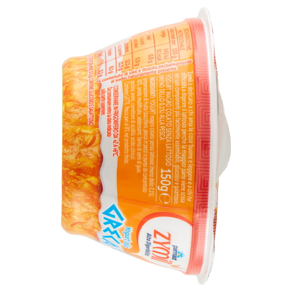 ZYMIL Alta Digeribilità Senza Lattosio Yogurt alla Greca Zero Grassi Pesca 150 g