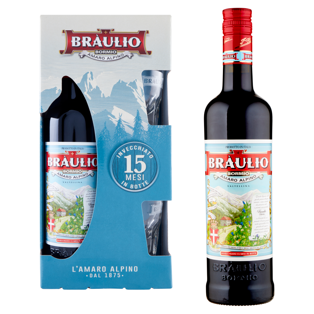 Bràulio l'Amaro Alpino 70 cl + in Regalo Due Esclusivi Bicchieri