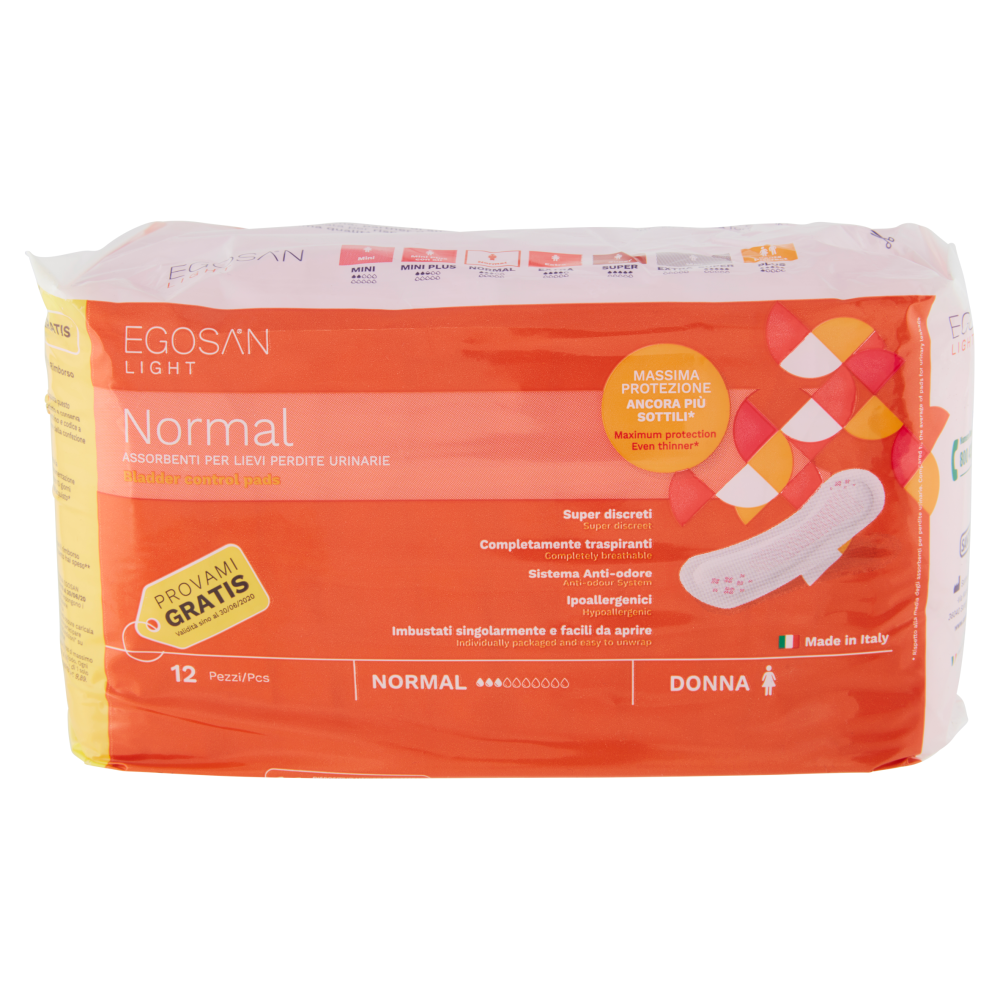 Egosan Light Normal Assorbenti per Lievi Perdite Urinarie Donna 12 pz