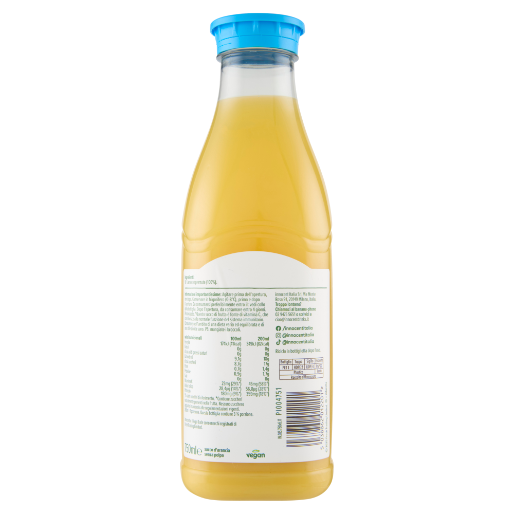 innocent succo di frutta fresco Succo d'Arancia Senza Polpa 750 ml