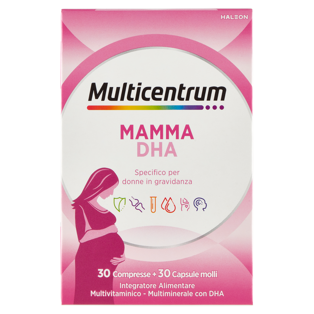 Multicentrum Mamma DHA Integratore completo con Acido Folico Donne in Gravidanza 30+30 compresse 52g