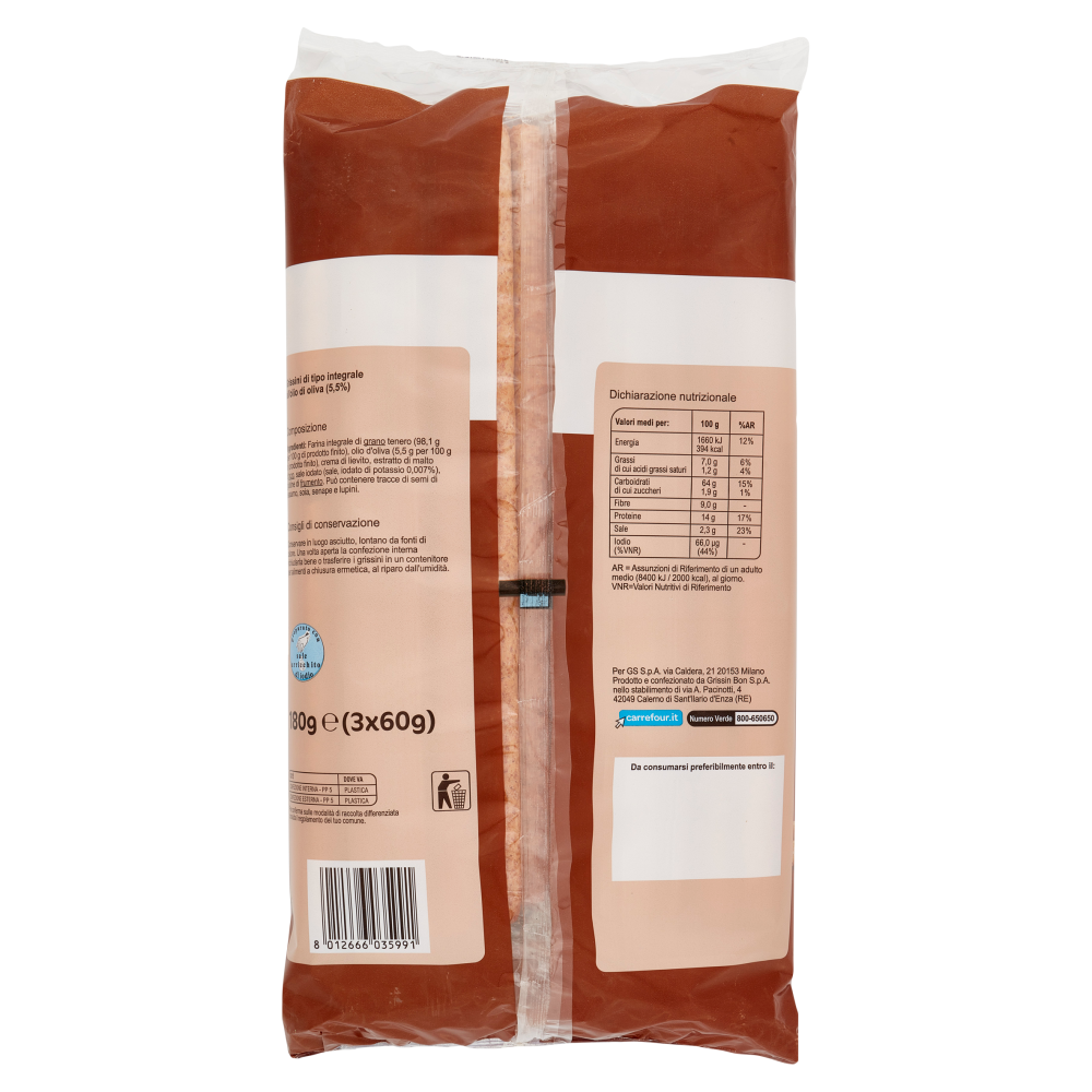 Carrefour Classic Grissini Integrali 3 x 60 g