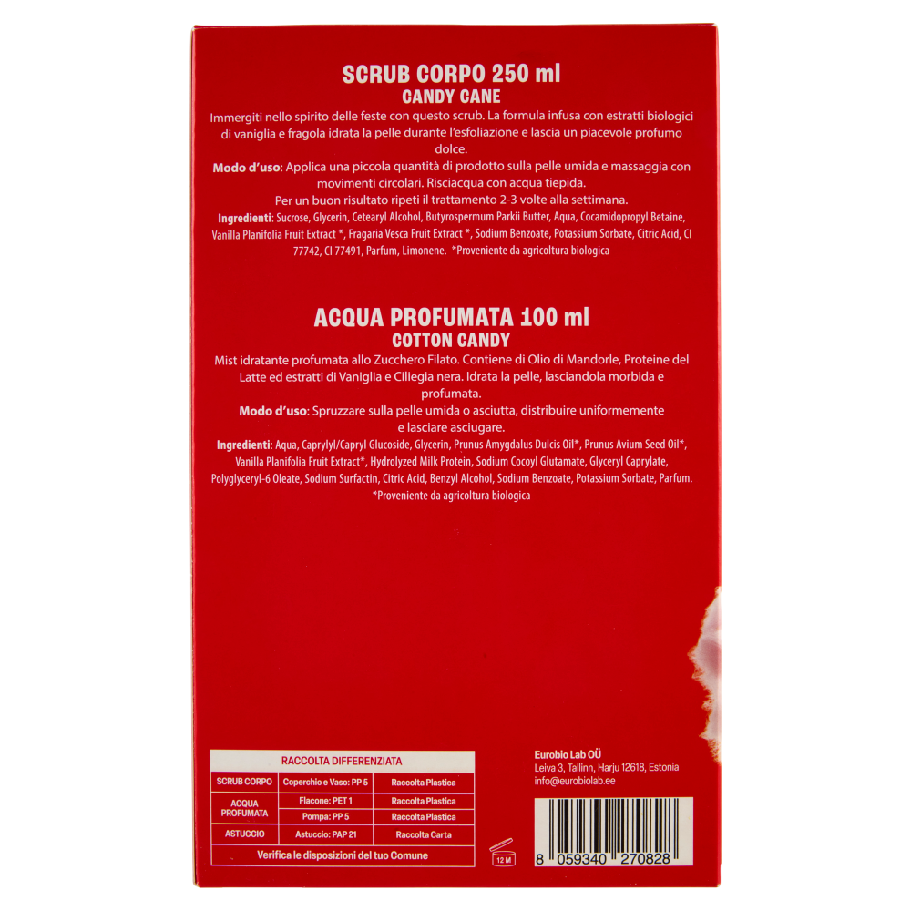 organic shop Scrub Corpo Candy Cane 250 ml + Acqua Profumata Cotton Candy 100 ml