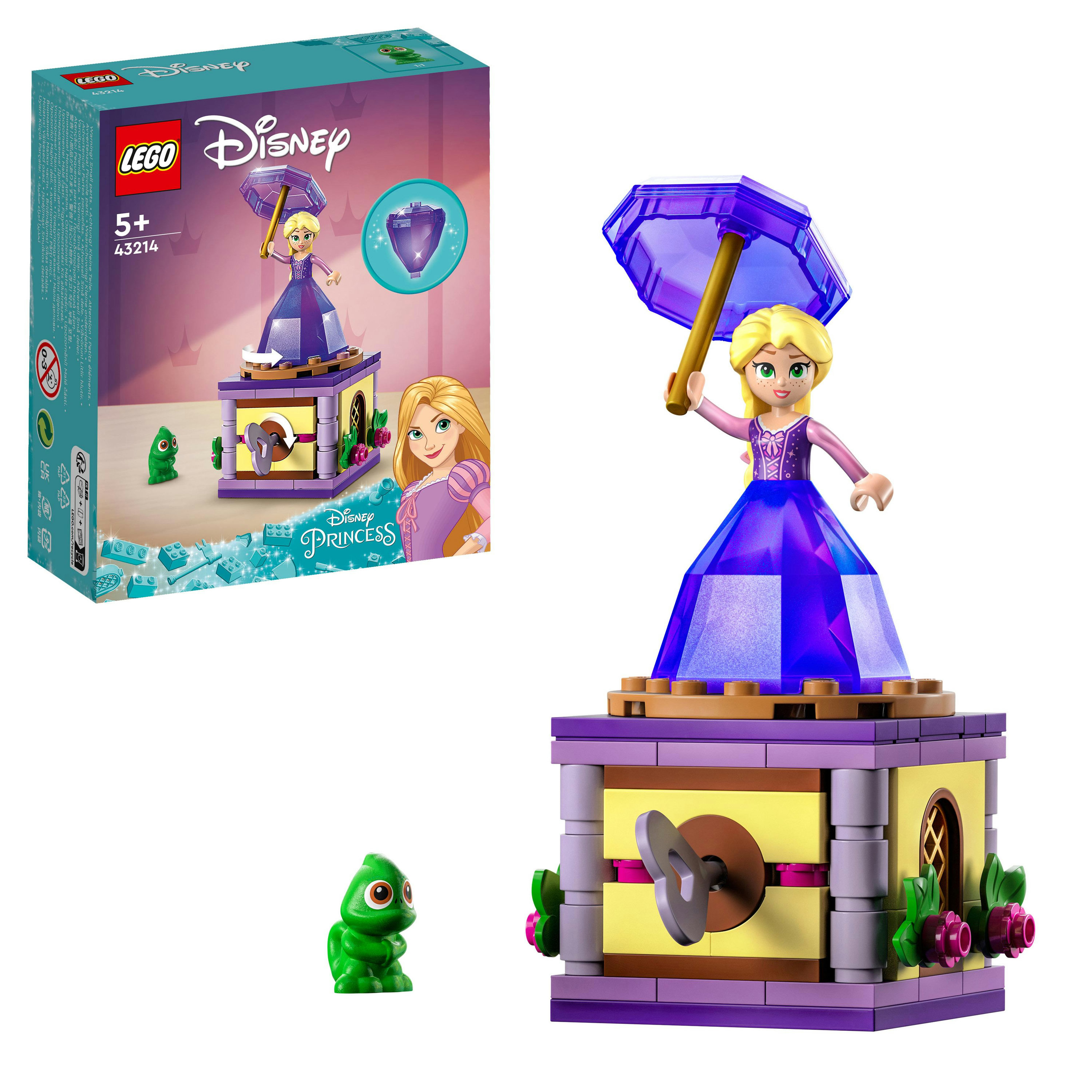 LEGO Disney Princess 43214 Rapunzel Rotante, Giocattolo da Costruire con Mini Bambolina in Abito di Diamante, Giochi Bambini