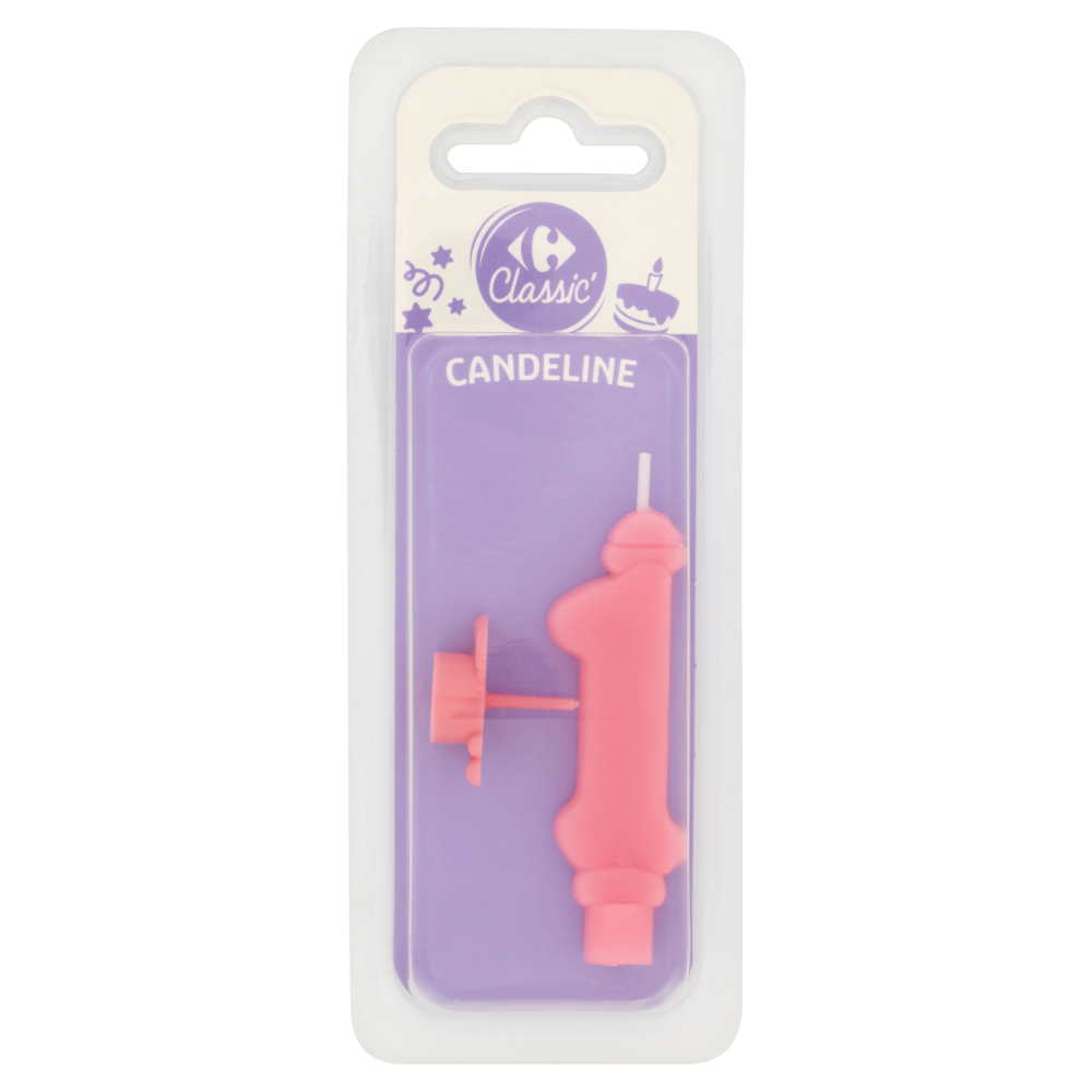 Carrefour Classic Candelina Numero 1 Rosa con supporto