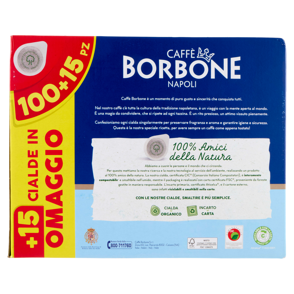 Caff&egrave; Borbone Miscela Decisa Cialde Compostabili* 115 x 7,2 g
