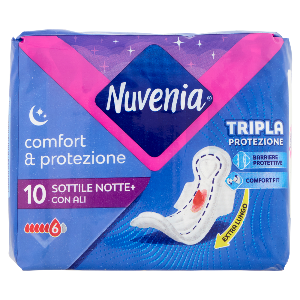 Nuvenia comfort & protezione Sottile Notte+ con Ali 10 pz