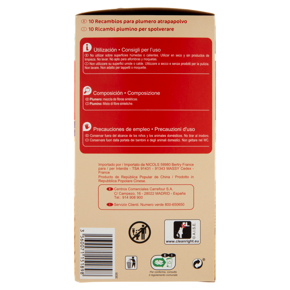 Carrefour Ricambi Piumino per spolverare 360° 10 pz