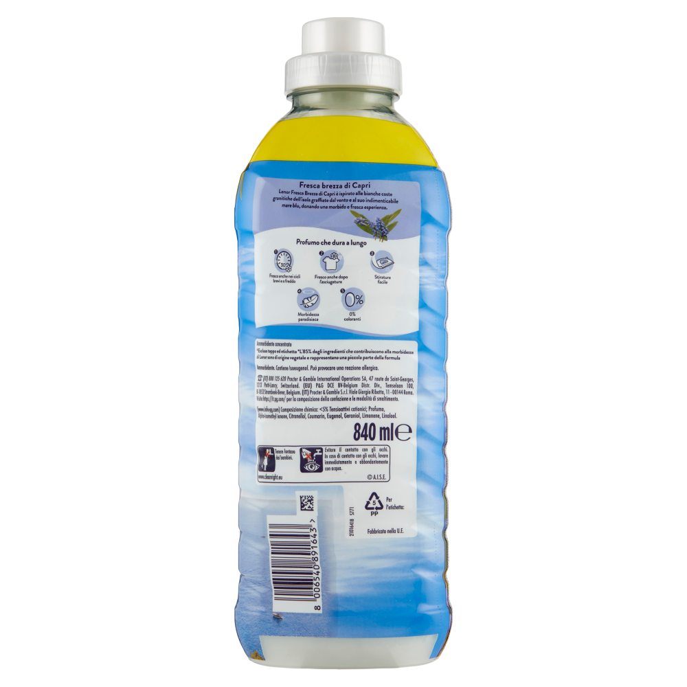 Lenor Ammorbidente Lavatrice Concentrato, fresca brezza di Capri 40 Lavaggi 840 ml