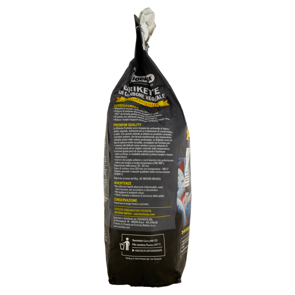 Fochista Brikette di Carbone Vegetale Premium Quality 2,5 kg