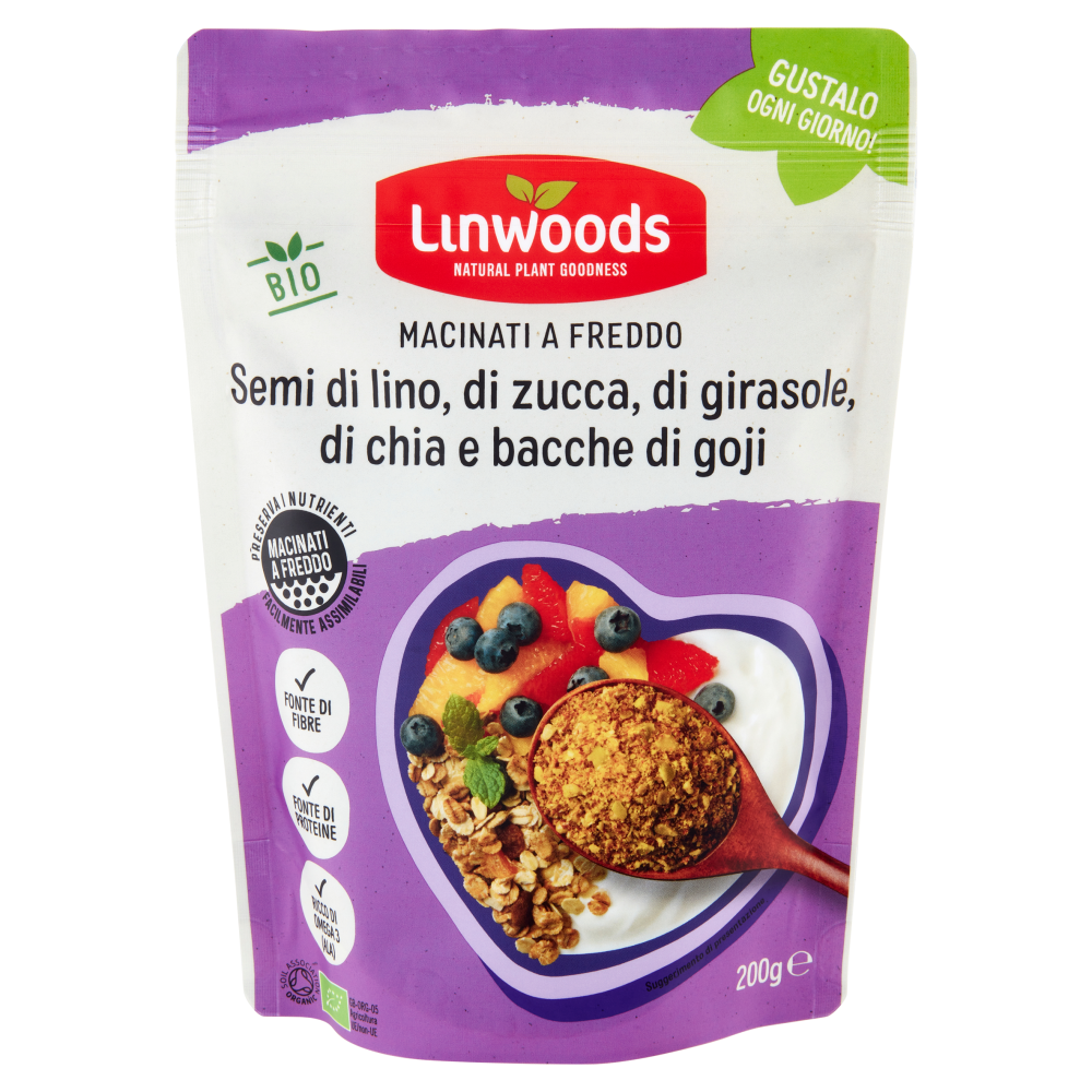 Linwoods Semi di lino, di zucca, di girasole, di chia e bacche di goji Macinati a Freddo Bio 200 g