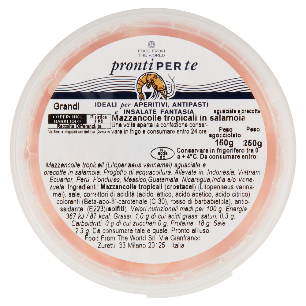 Food From The World pronti Per te Mazzancolla tropicale in salamoia 250 g