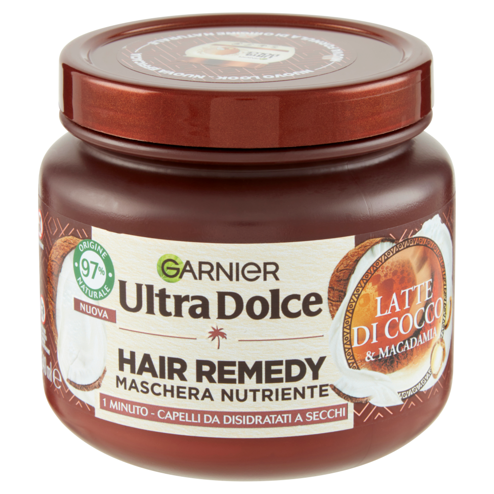 Garnier Ultra Dolce Hair Remedy Maschera per Capelli Nutriente Latte di Cocco e Macadamia, 340 ml