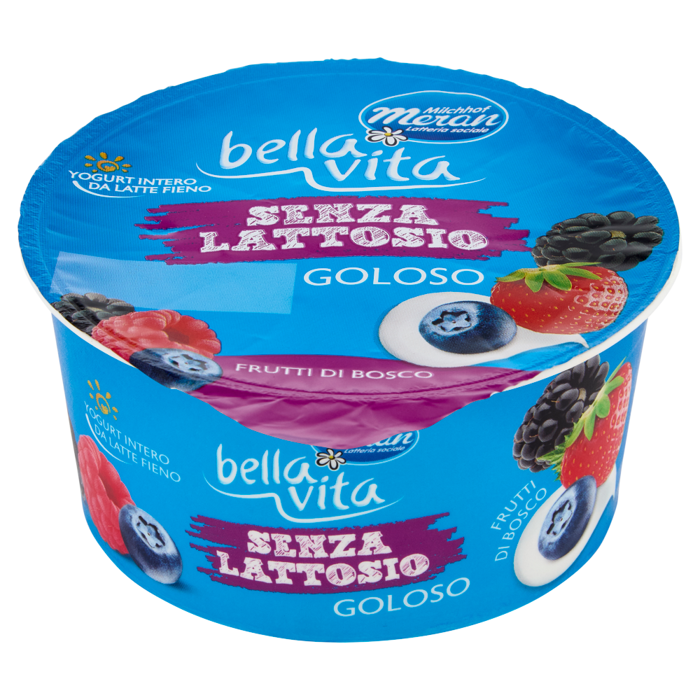 bella vita Yogurt Intero da Latte Fieno Senza Lattosio Goloso Frutti di Bosco 150 g