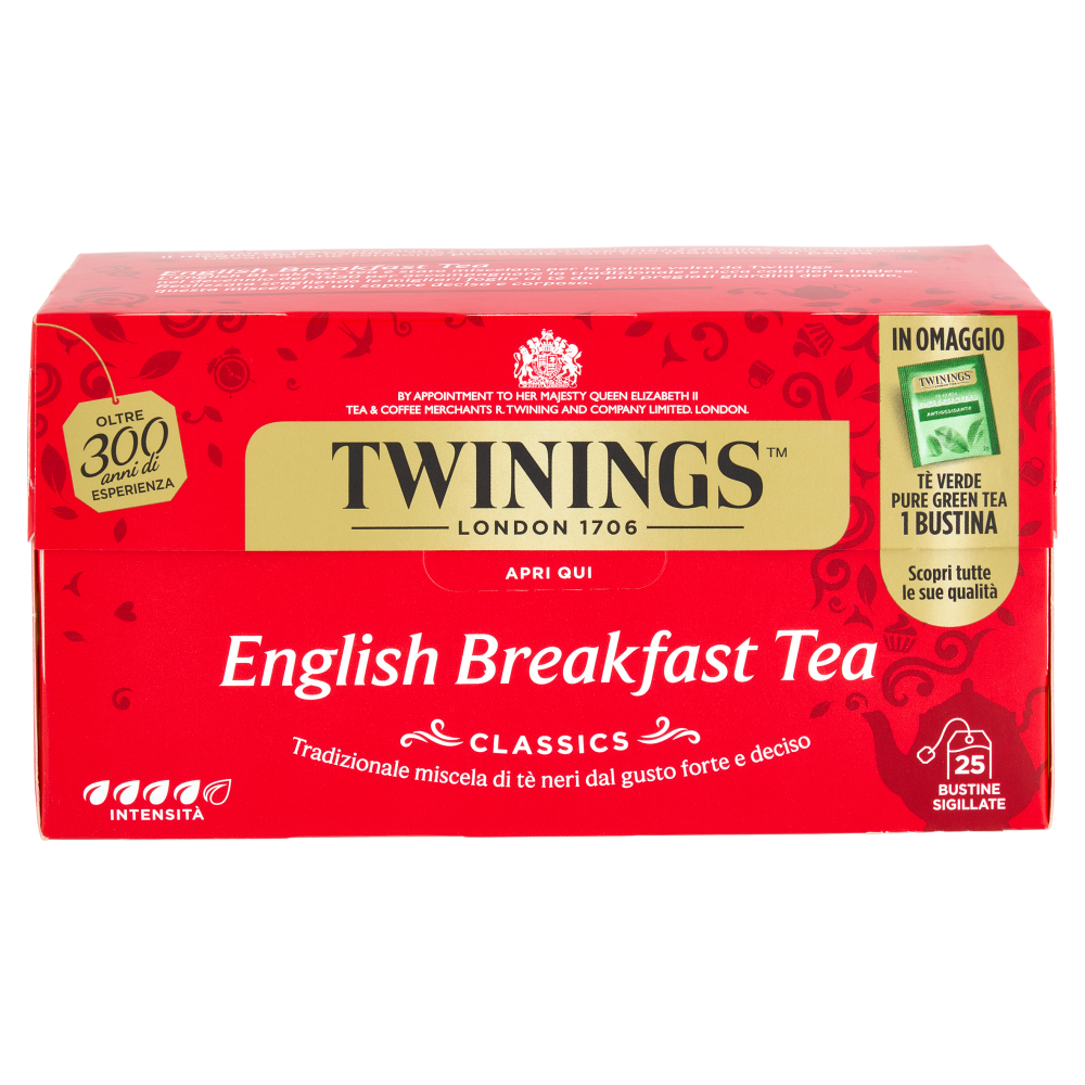 Twinings English Breakfast Tea Tè Nero 25 filtri +1 omaggio The 52 g