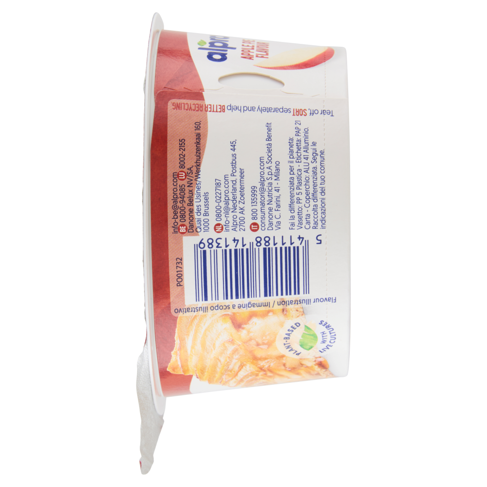 ALPRO Alternativa Vegetale allo Yogurt, Gusto Torta di Mele, Fonte di Calcio, Basso in grassi, 135g