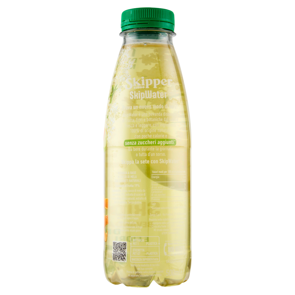Zuegg Skipper SkipWater Bevanda Dissetante di Mela e Fiori di Sambuco 500 ml