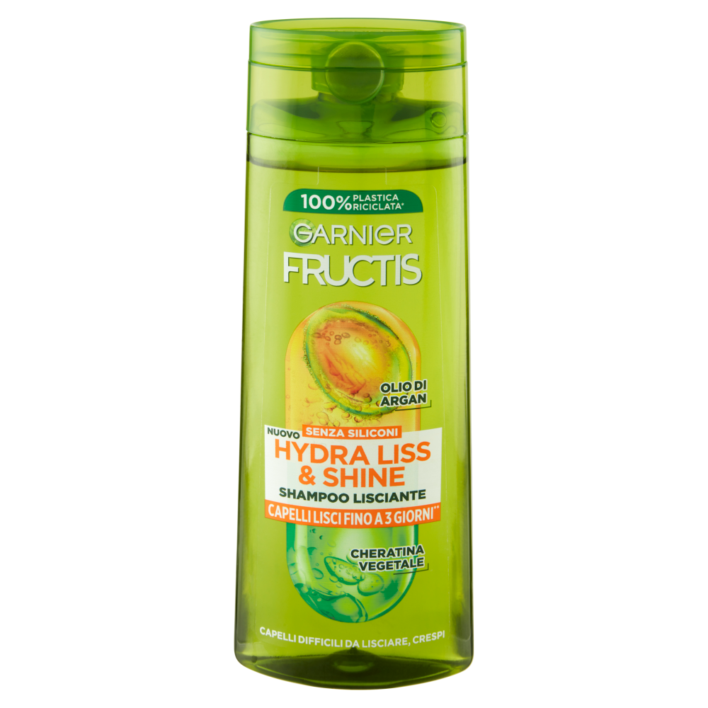 Garnier Fructis Shampoo Hydra Liss & Shine, shampoo lisciante, 250 ml