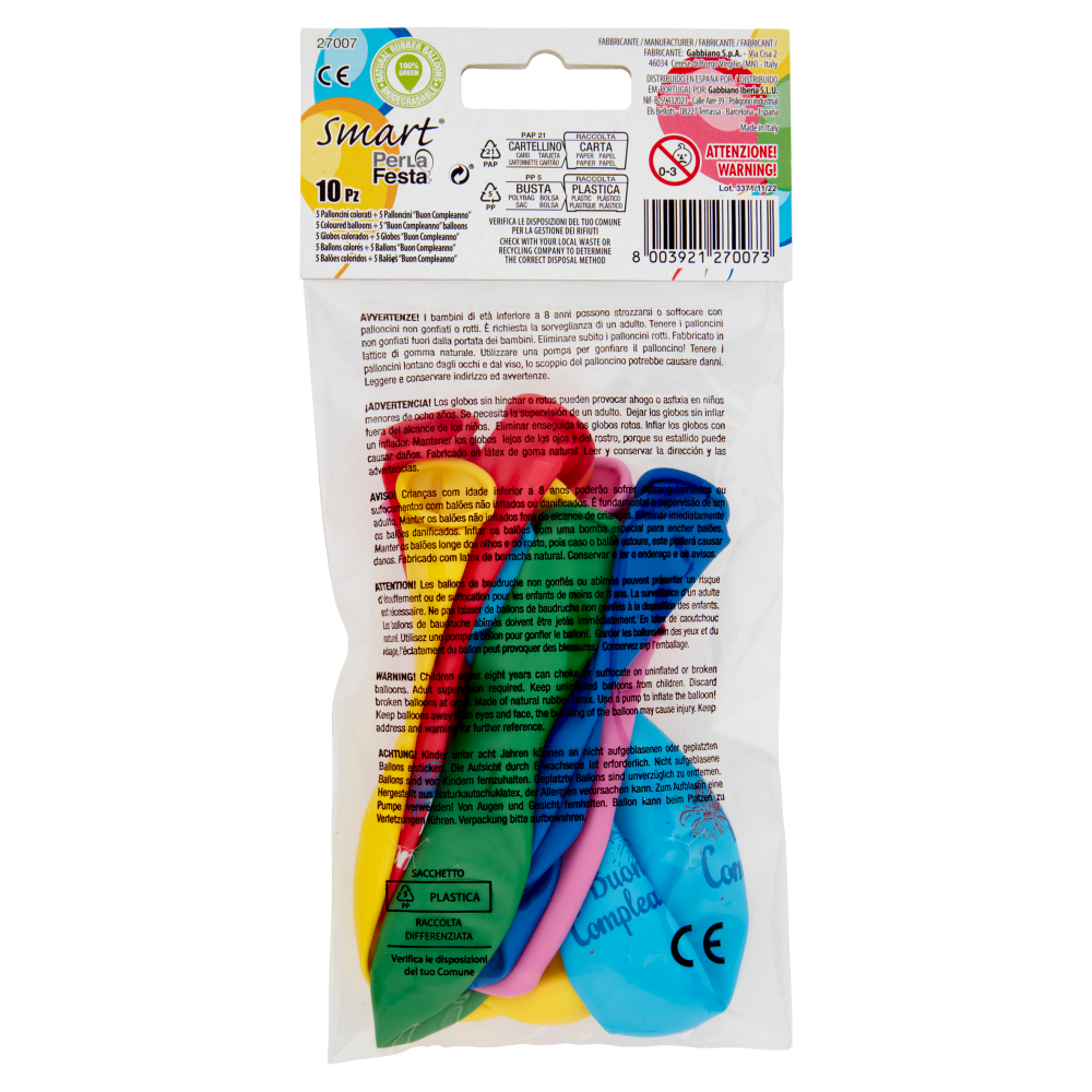 Smart PerLa Festa Palloncini "Buon Compleanno" 10 pz