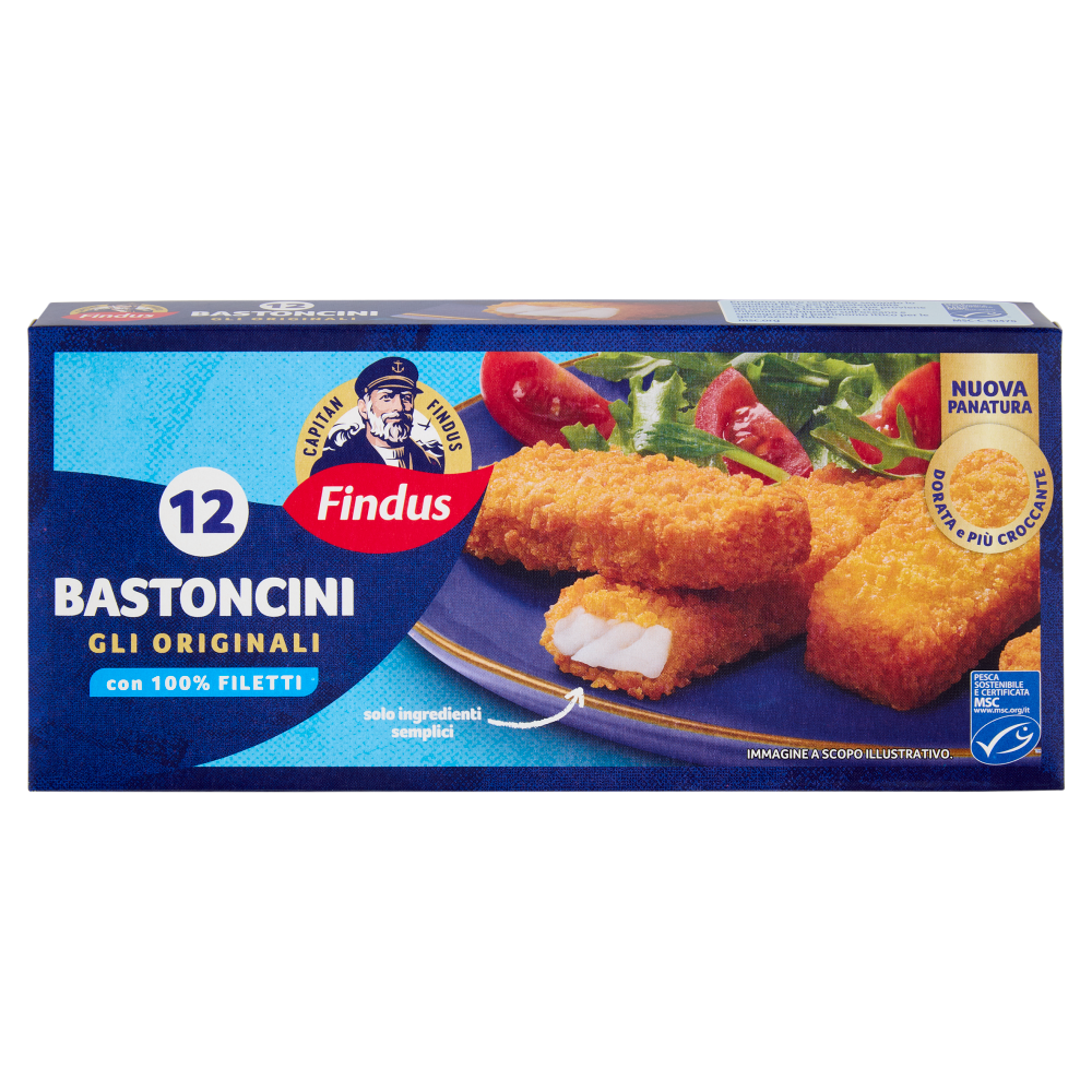 Capitan Findus 12 Bastoncini con 100% Filetti di Merluzzo 300 g