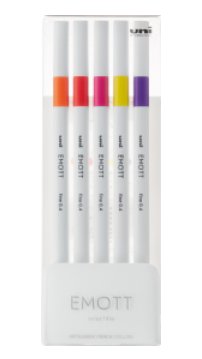 Uni-Ball EMOTT No.2 evidenziatore 5 pz Fucsia, Arancione, Rosa, Rosso, Giallo