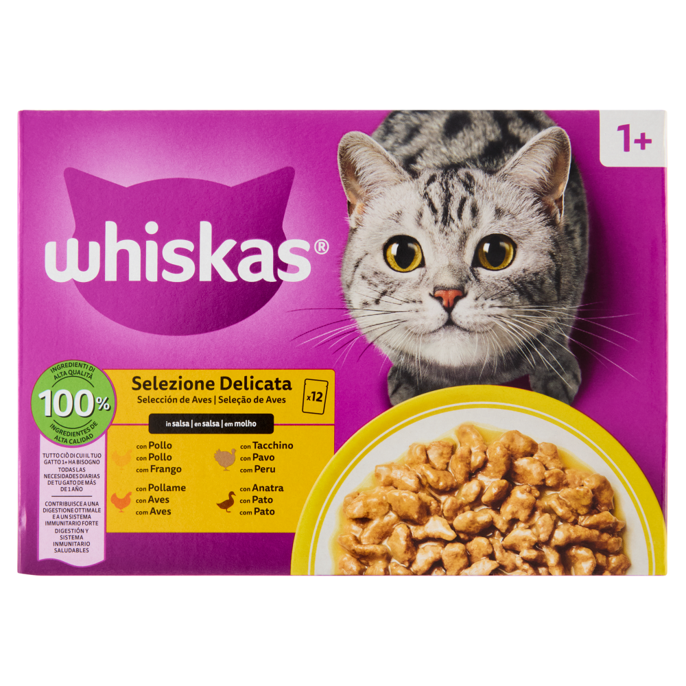 Whiskas Selezione Delicata in salsa con Pollo, con Tacchino, con Pollame, con Anatra 12x85g