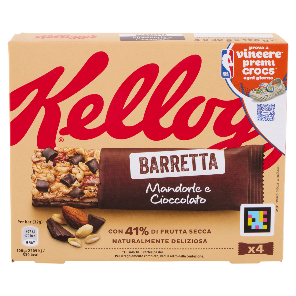 Kellogg's Barretta Mandorle e Cioccolato 4 x 32 g