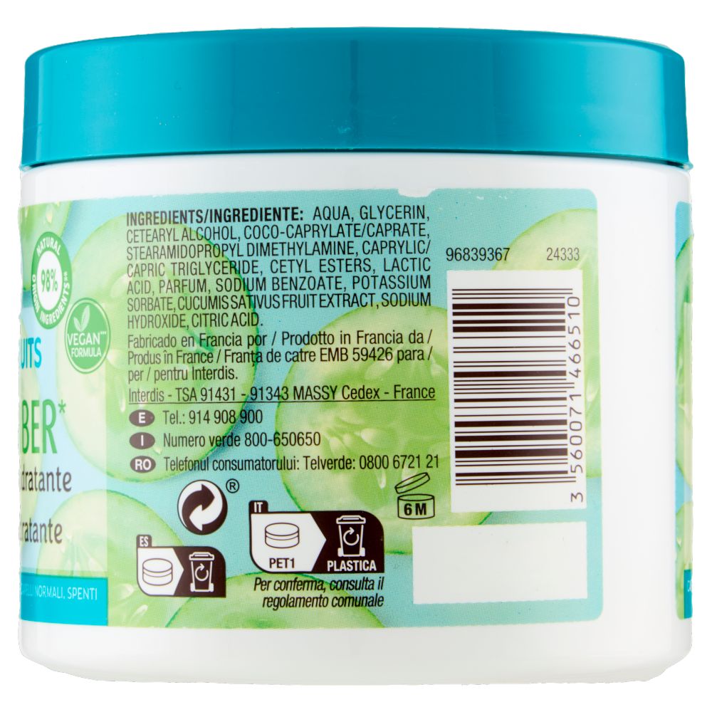 Carrefour Soft Hai Fruits con estratto di cetriolo Maschera idratante 400 ml