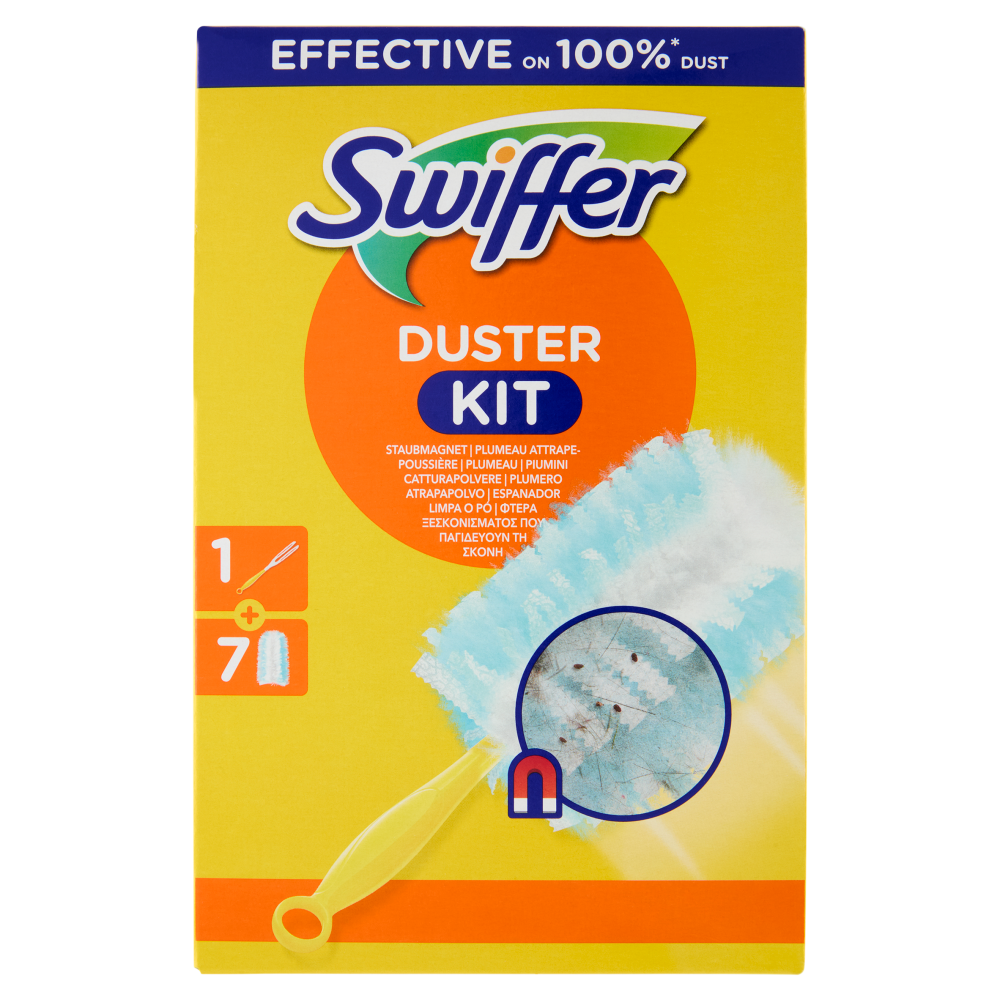 Swiffer Duster Kit Cattura Polvere (1 Manico + 7 Piumini per spolverare)