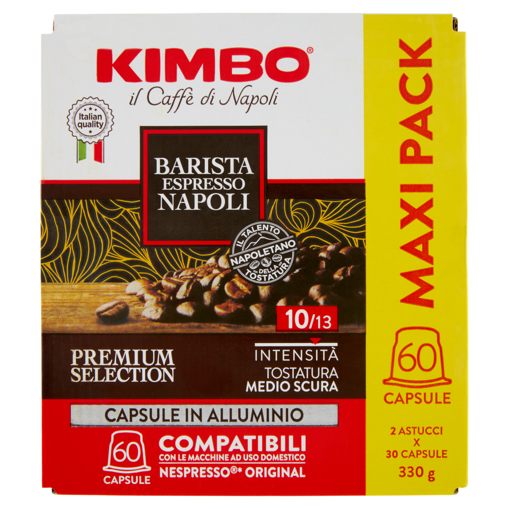 Kimbo Barista Espresso Napoli Capsule Compatibili con le Macchine Nespresso* Original 60 Caps 2x165g
