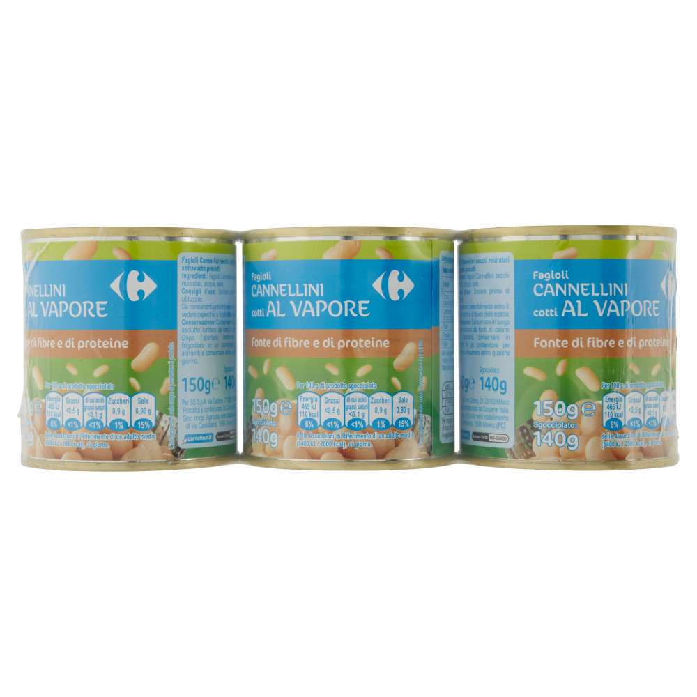 Carrefour Fagioli Cannellini cotti al Vapore 3 x 150 g