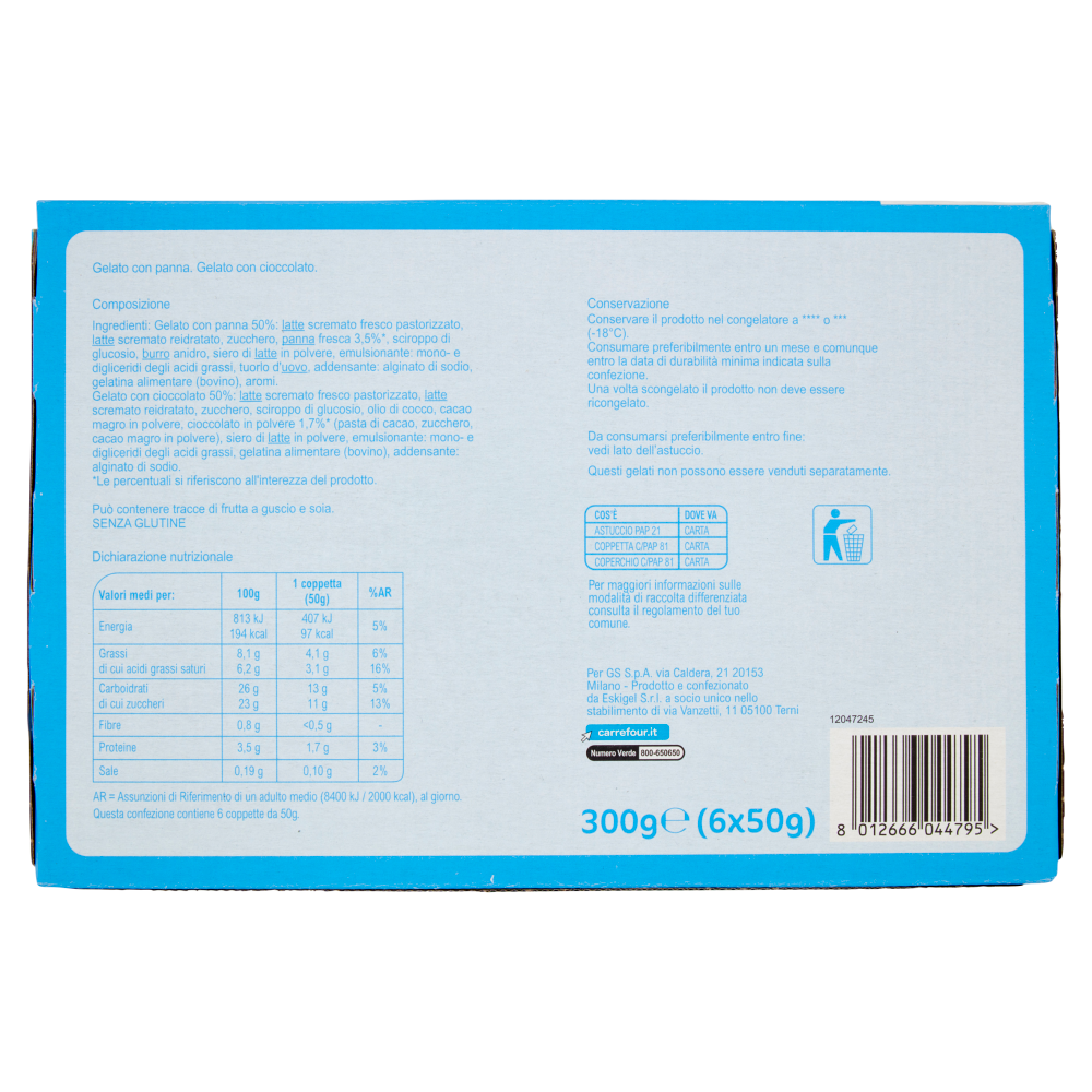 Carrefour Classic Coppa Panna e Cioccolato 6 x 50 g