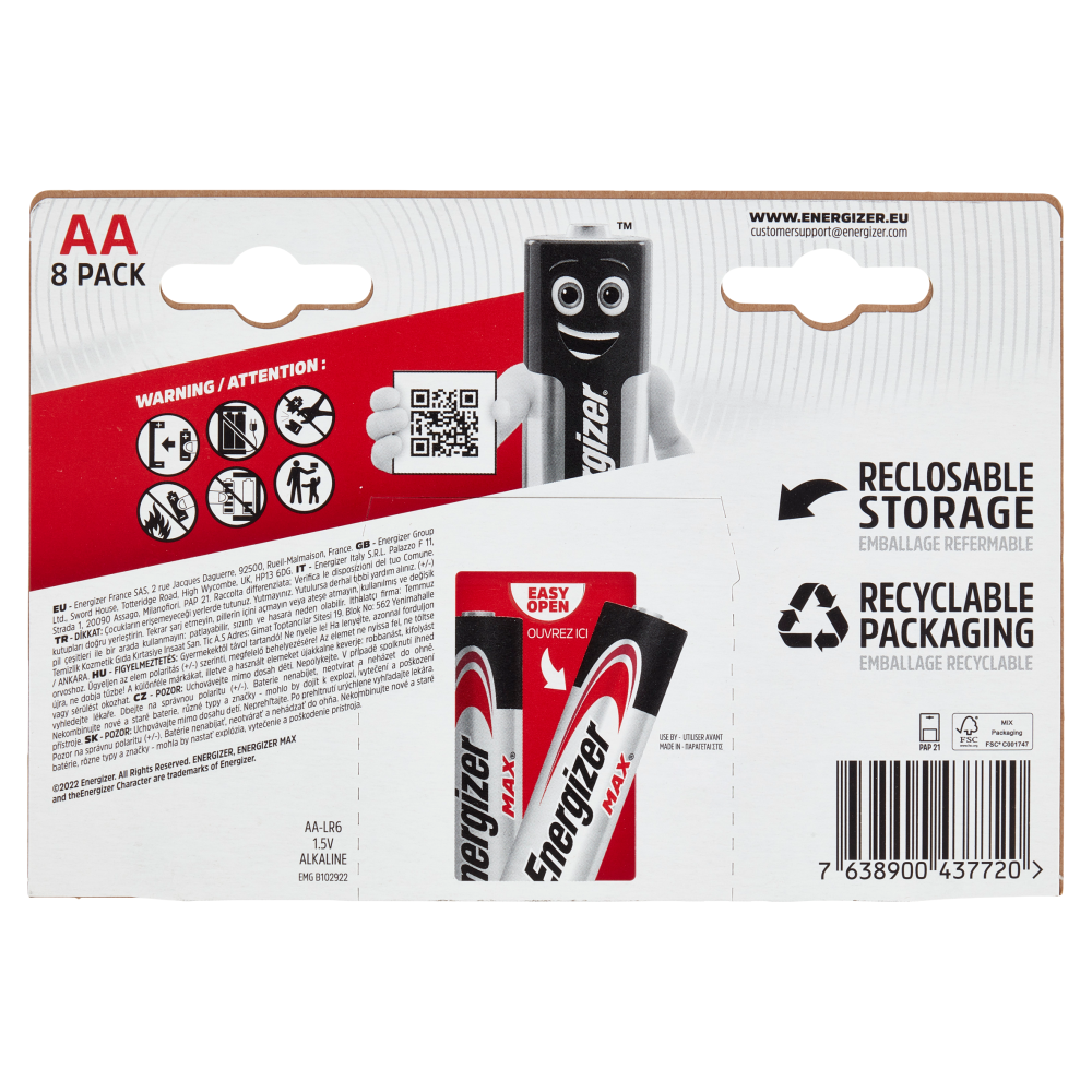 Energizer Max Alkaline AA 8 pz